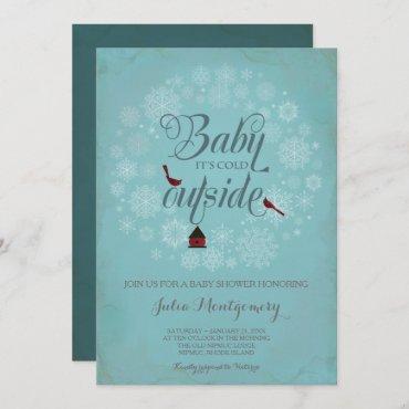 Vintage Pink Charming Baby Girl Shower Winter