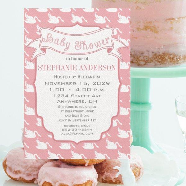 Vintage Retro Baby Girl Swan Pattern