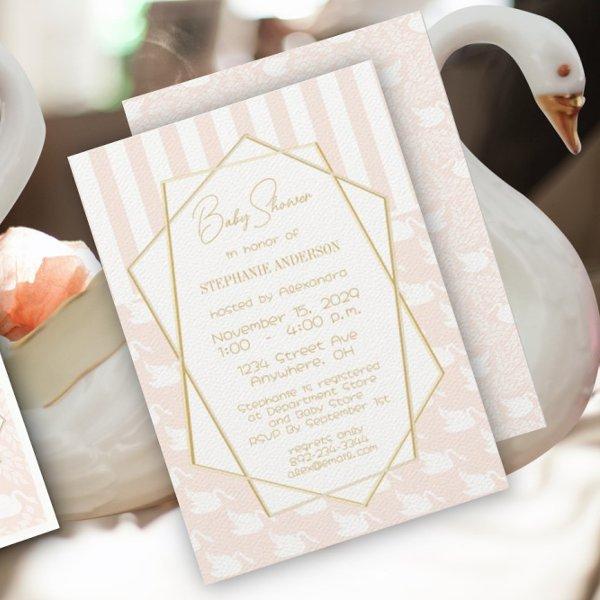 Vintage Retro Baby Girl Swan Pink