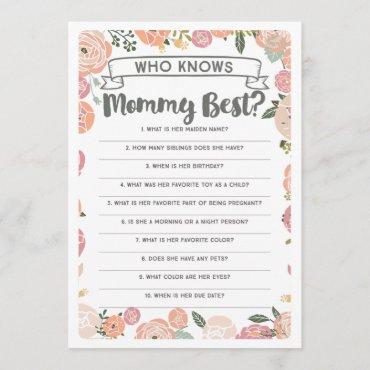 Vintage Rose Who Knows Mommy Best Baby Shower Game