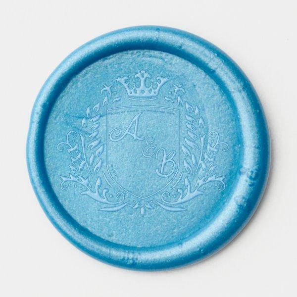 Vintage Shield & Crown Monogram Wedding Wax Seal Sticker