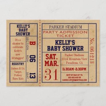Vintage Sports Ticket Baby Shower Invite -Football