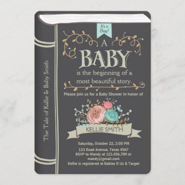Vintage Storybook Baby shower invitation Boy