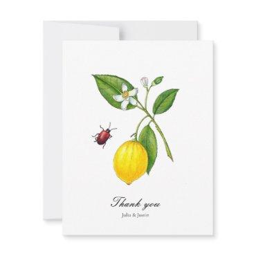 Vintage style Lemon watercolor  Thank You Card
