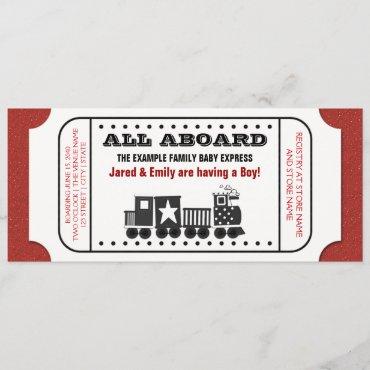 Vintage Train Ticket Baby Shower Invitation