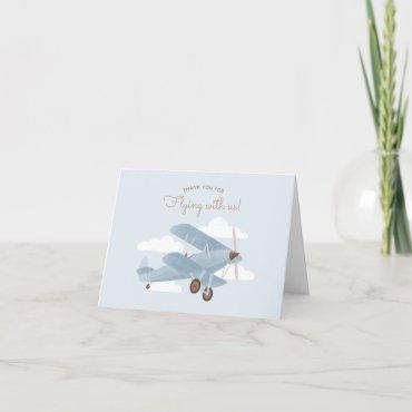 Vintage Travel Airplane Baby Shower Thank You Card