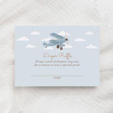 Vintage Travel Airplane Diaper Raffle Ticket Enclosure Card