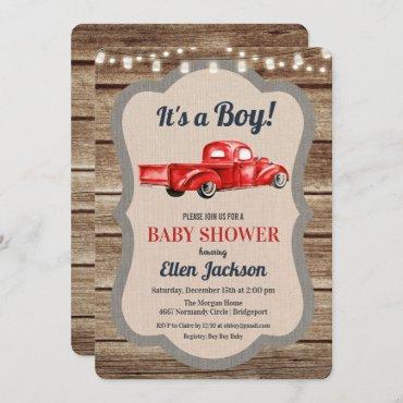 Vintage Truck Boy Baby Shower Invitation
