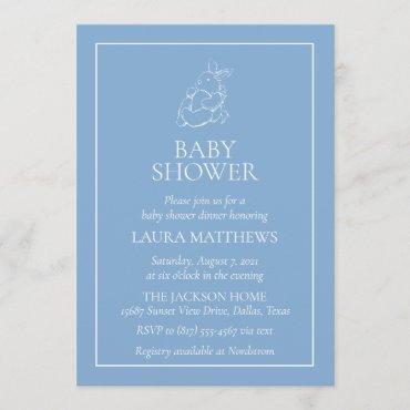 Vintage White Bunny Baby Shower Invitation