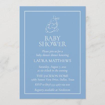 Vintage White Bunny Baby Shower Invitation