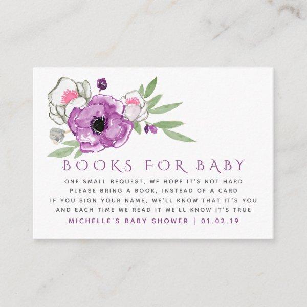 Violet and Sage Floral Baby Shower Book Request Enclosure Card