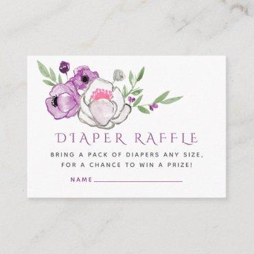 Violet and Sage Floral Baby Shower Diaper Raffle Enclosure Card