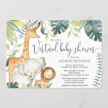 Virtual Baby Shower cute safari jungle animals