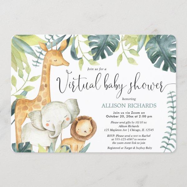 Virtual Baby Shower cute safari jungle animals