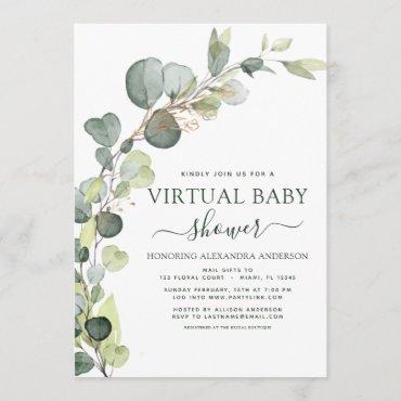 Virtual Baby Shower Greenery Eucalyptus Succulent Invitation