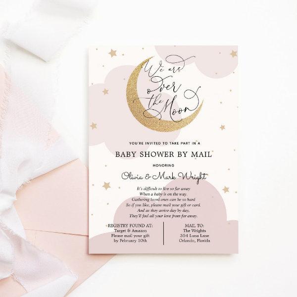 Virtual Baby Shower Pink Twinkle Star and Moon