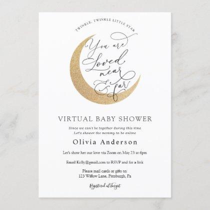 Virtual Baby Shower Twinkle Star and Moon Invitation