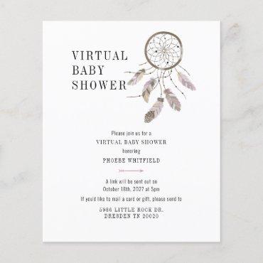 Virtual Boho Dream Catcher Baby Shower Invitation