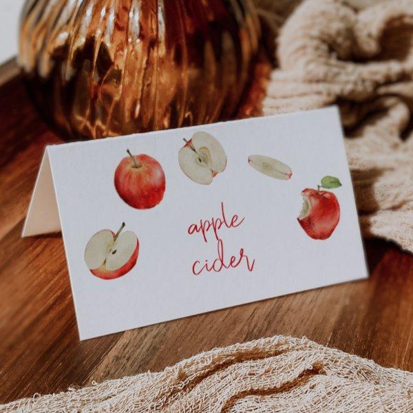 Watercolor Apples Food Label Place Card