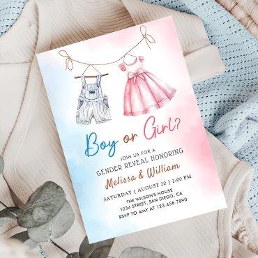 Watercolor Baby Clothes Gender Reveal