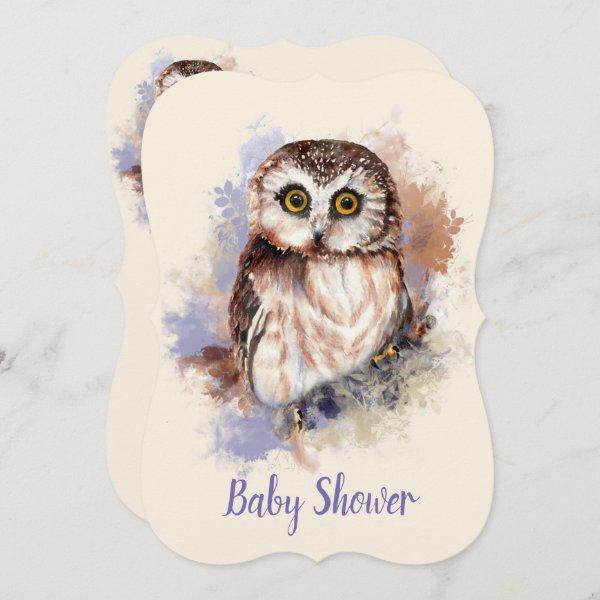 Watercolor Baby Owl Bird