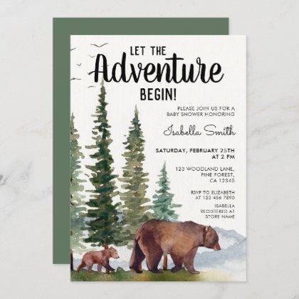 Watercolor Bear Woodland Baby Shower