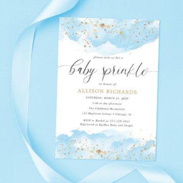 Watercolor blue gold glitter boy baby sprinkle