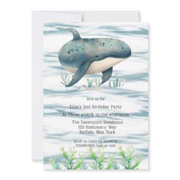 Watercolor Blue Whale Boy