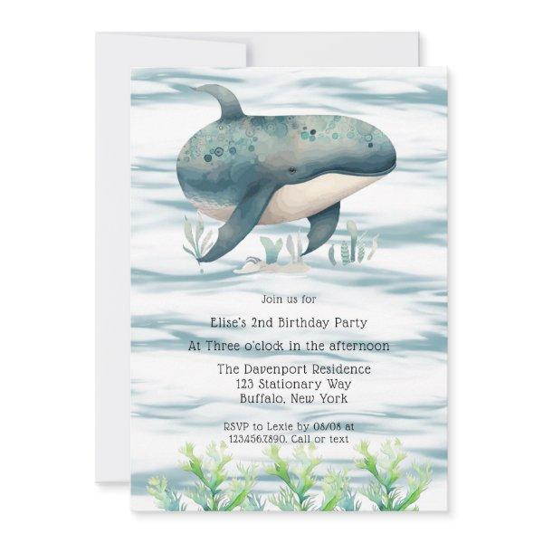 Watercolor Blue Whale Boy