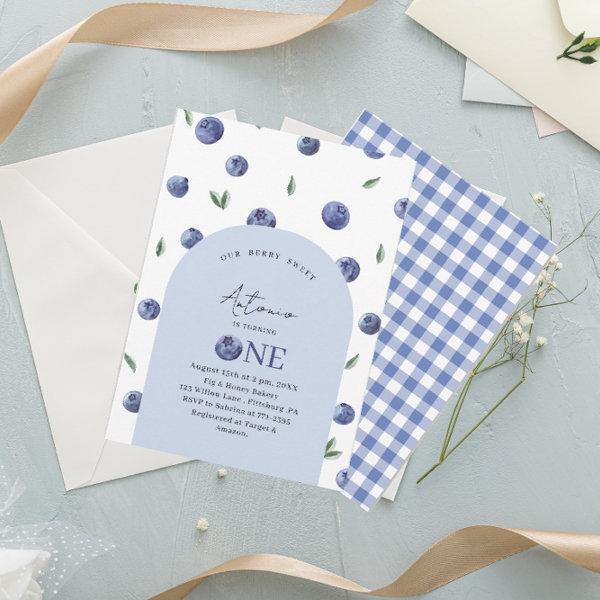 Watercolor Blueberry 1st Birthday Party
