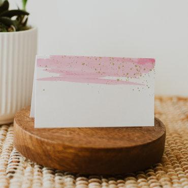 Watercolor Blush and Gold Buffet Food Label Cards