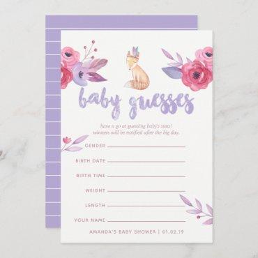 Watercolor Boho Tribal Baby Shower Guessing Game
