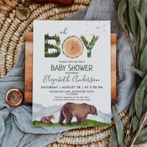 Watercolor Boy Woodland Baby Shower