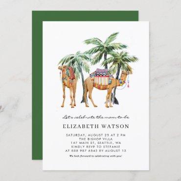 Watercolor Camels & Palm Trees Desert