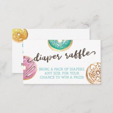Watercolor Donut Baby Shower Diaper Raffle Card