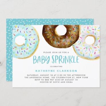 Watercolor Donuts It's a Boy Baby Sprinkle Shower Invitation