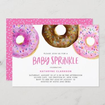 Watercolor Donuts It's a Girl Baby Sprinkle Shower