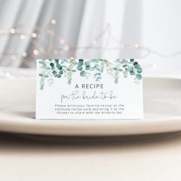 Watercolor eucalyptus Recipe for the bride to be Enclosure Card