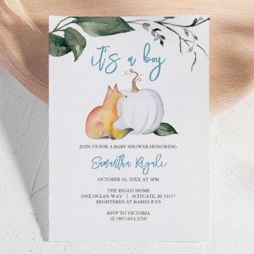 Watercolor Fall Woodland Baby Boy Shower