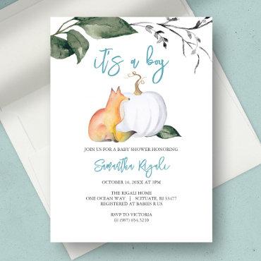 Watercolor Fall Woodland Baby Boy Shower