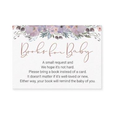 Watercolor Floral BOOKS FOR BABY Shower Enclosure Card
