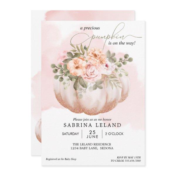 Watercolor Floral Coral Peach Pumpkin