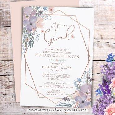 Watercolor Floral Dusty Pink Purple