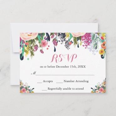 Watercolor Floral Flowers RSVP Card