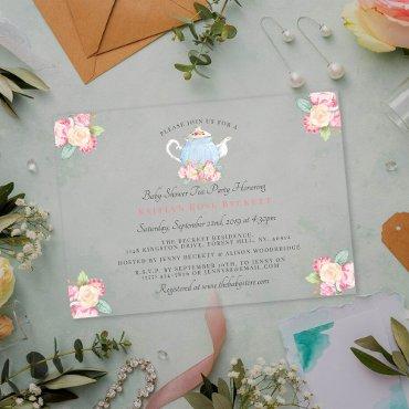Watercolor Floral Tea Party | Baby Shower Acrylic