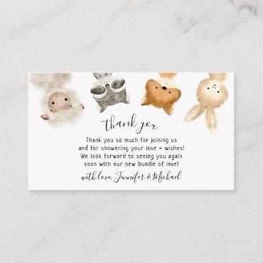 Watercolor Funny Forest Baby Animals Thank You Enclosure Card