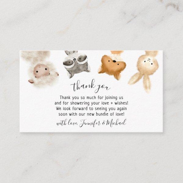 Watercolor Funny Forest Baby Animals Thank You Enclosure Card