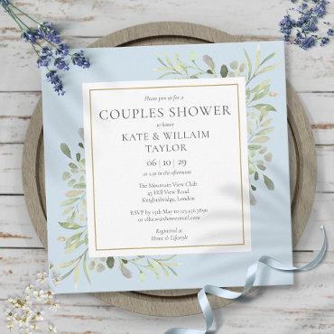 Watercolor Greenery Boy Blue Couples