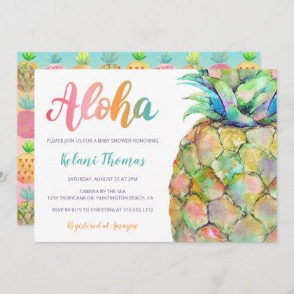 Watercolor Hawaiian Pineapple Aloha