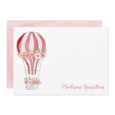 Watercolor Hot Air Balloon Personalized Stationery Note Card